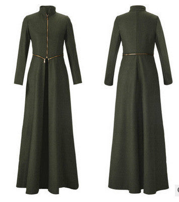 Beautiful High Neck Slim Super Long Coat