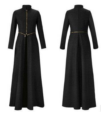 Beautiful High Neck Slim Super Long Coat