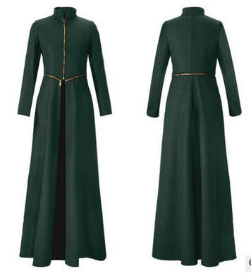 Beautiful High Neck Slim Super Long Coat