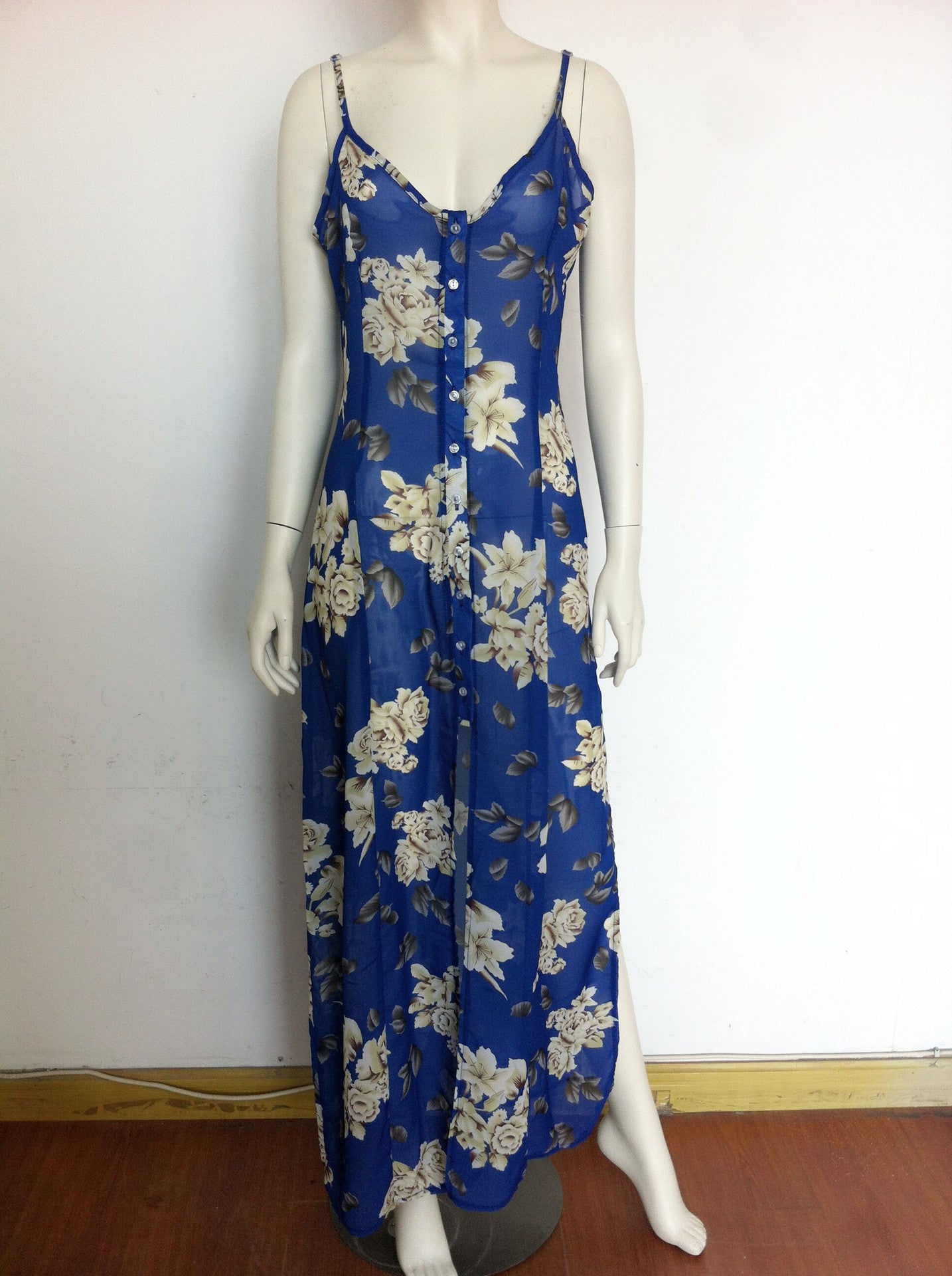 Sexy Spaghetti Strap Irregular Long Dress