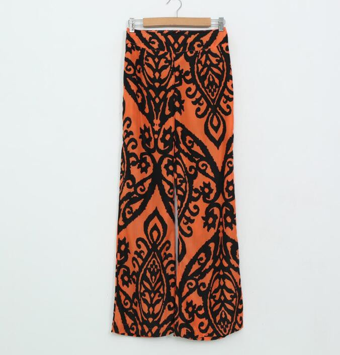 High Waist Loose Print Bellbottoms Pants