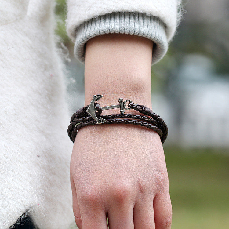 Fashion Anchor Leather Multilayer Bracelet