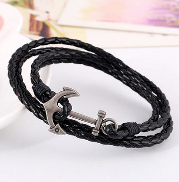 Fashion Anchor Leather Multilayer Bracelet
