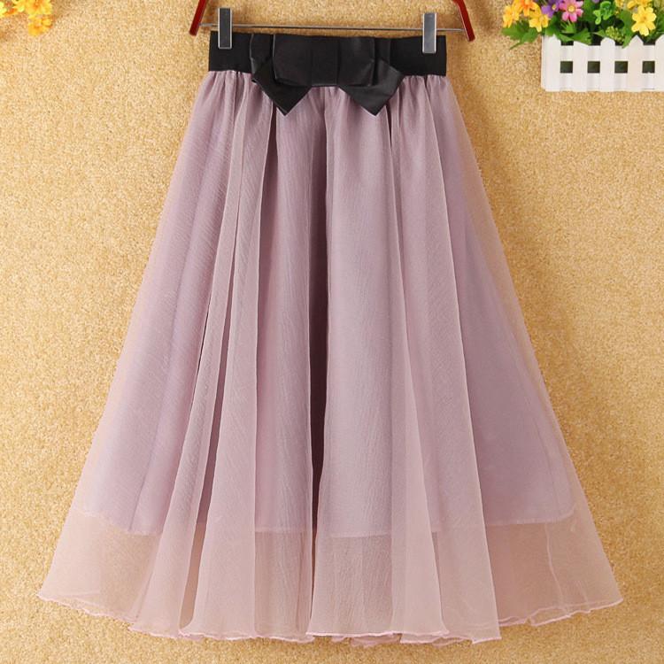 Sweet Bowknot Multi-layer A-line Pleated Tulle Skirt