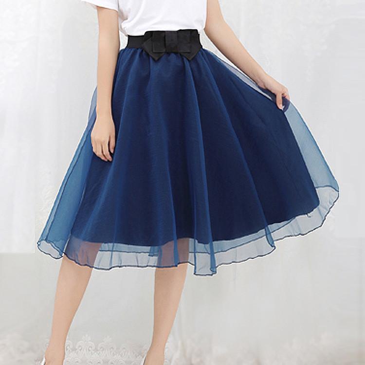Sweet Bowknot Multi-layer A-line Pleated Tulle Skirt