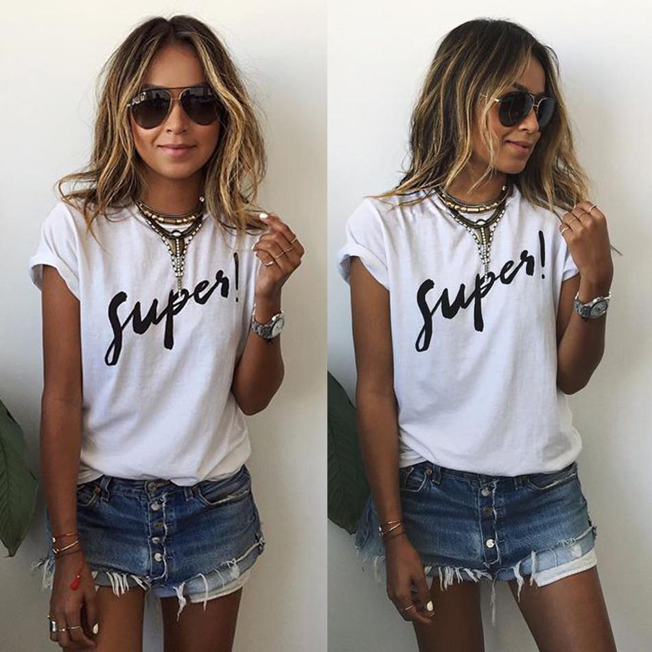 Short Sleeves Letter Print Scoop Casual T-shirt - Meet Yours Fashion - 1