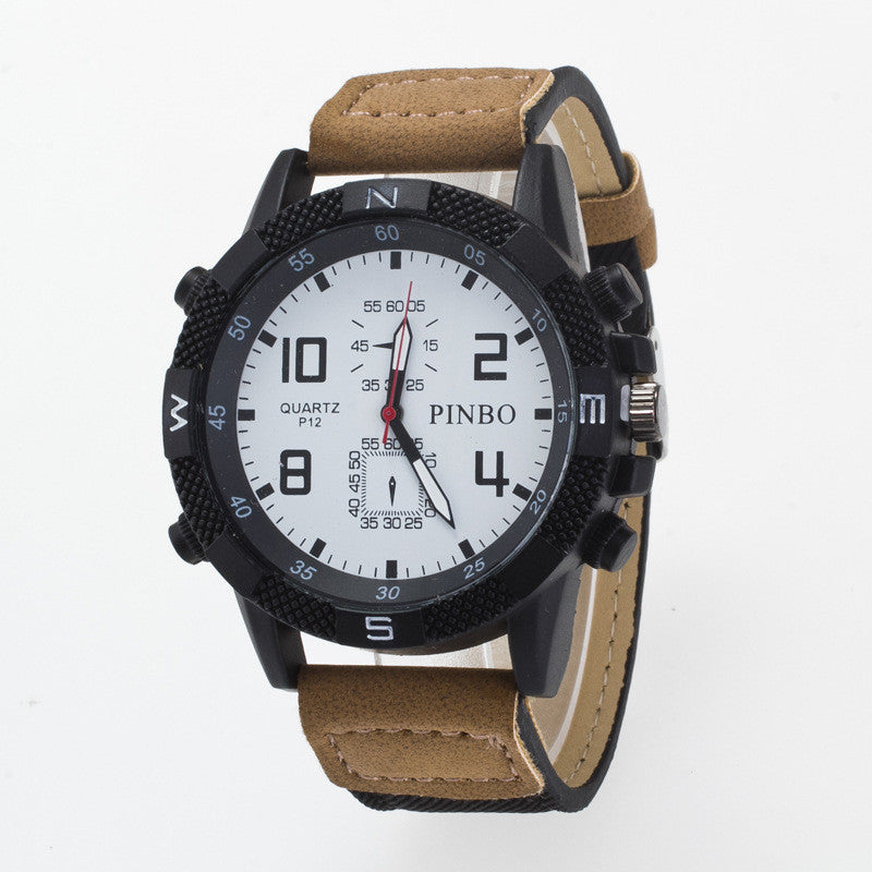 Round Dial Scale Digital Canvas Leather Fashion Watch