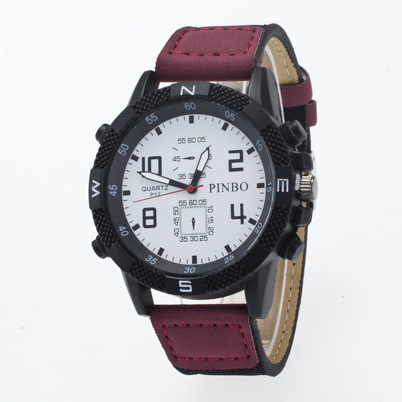 Round Dial Scale Digital Canvas Leather Fashion Watch