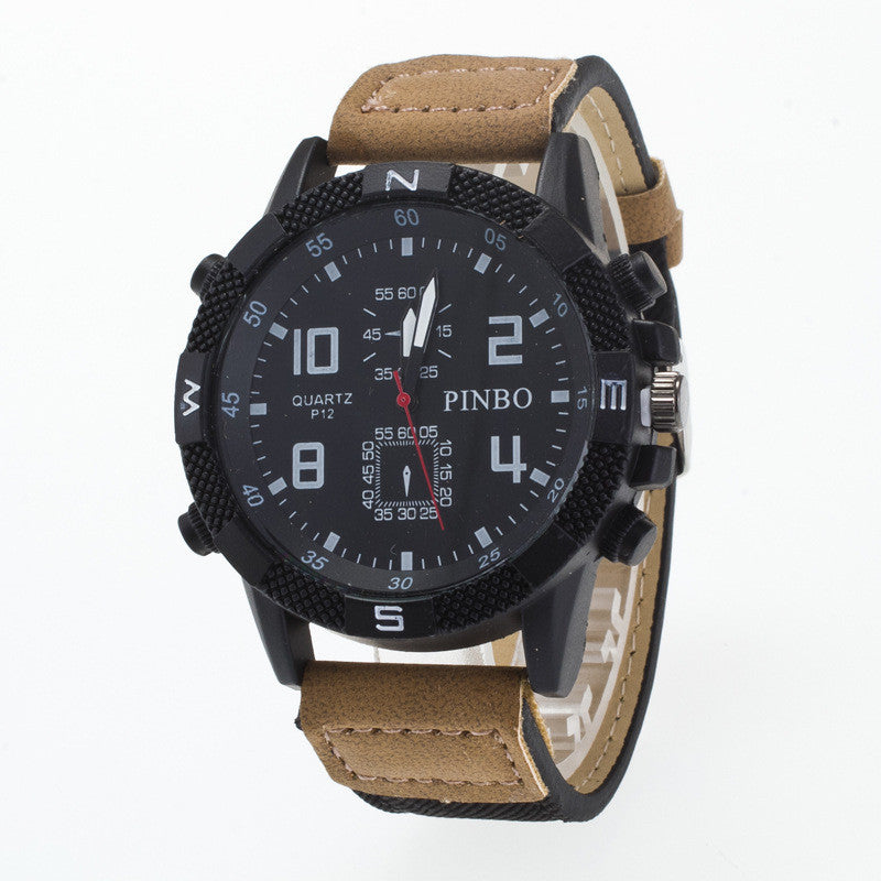 Round Dial Scale Digital Canvas Leather Fashion Watch
