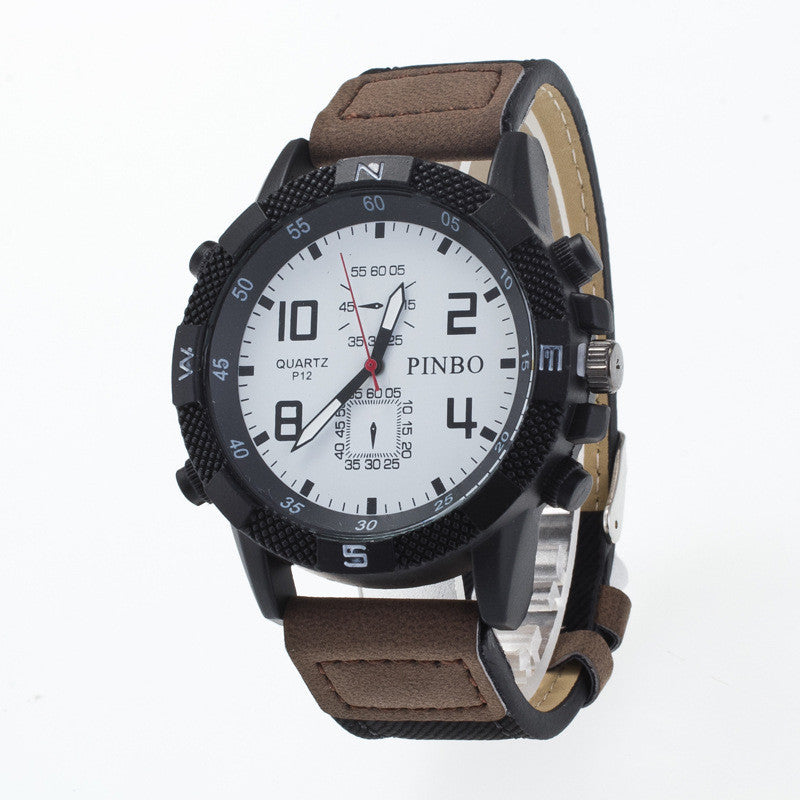 Round Dial Scale Digital Canvas Leather Fashion Watch