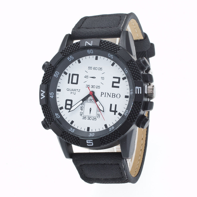 Round Dial Scale Digital Canvas Leather Fashion Watch