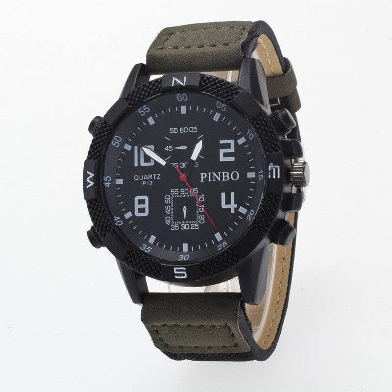 Round Dial Scale Digital Canvas Leather Fashion Watch
