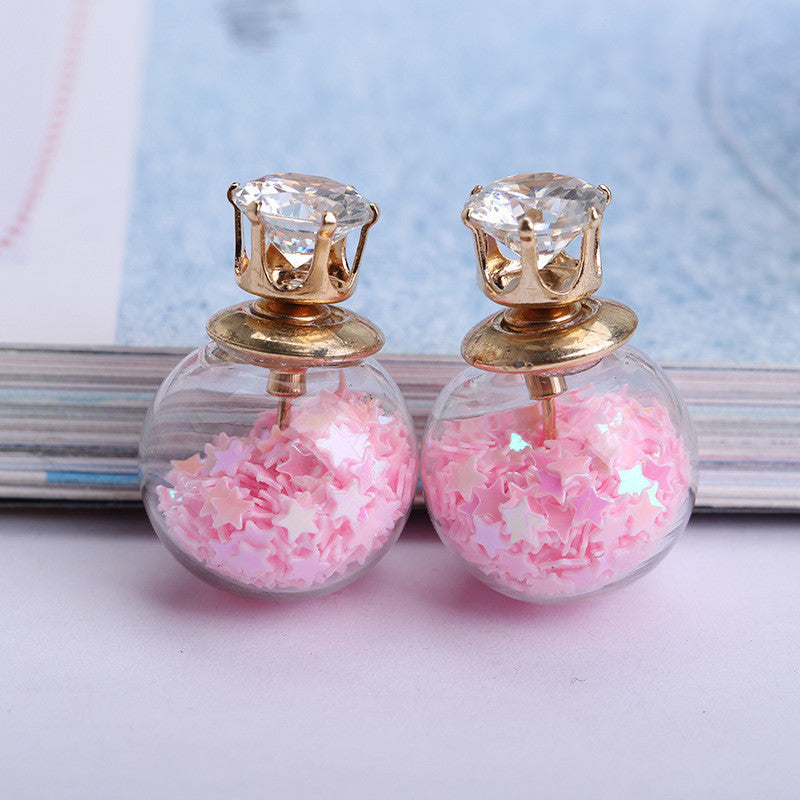 Fashion Glass Ball Color Star Earring