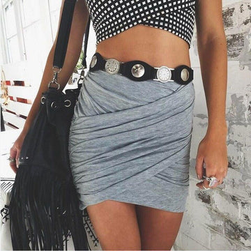 Bodycon Cross Wrap Ruffles Club Short Skirt - Meet Yours Fashion - 2