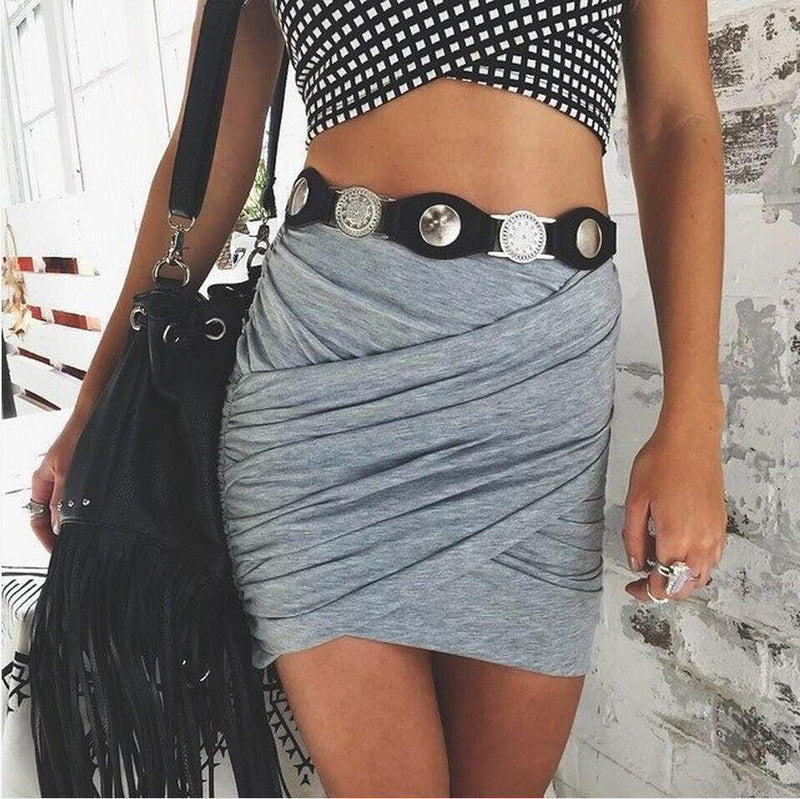 Bodycon Cross Wrap Ruffles Club Short Skirt - Meet Yours Fashion - 2