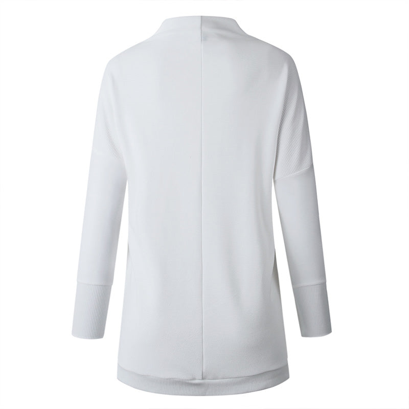 Loose Plain O Neck Long Sleeve Mini Dress