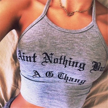 Printed Letters Spaghetti Strap Sexy Small Vest