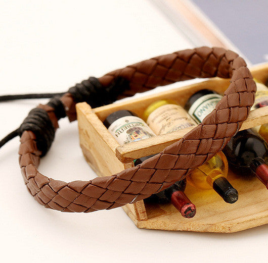 Fashion PU Hand Woven Bracelet