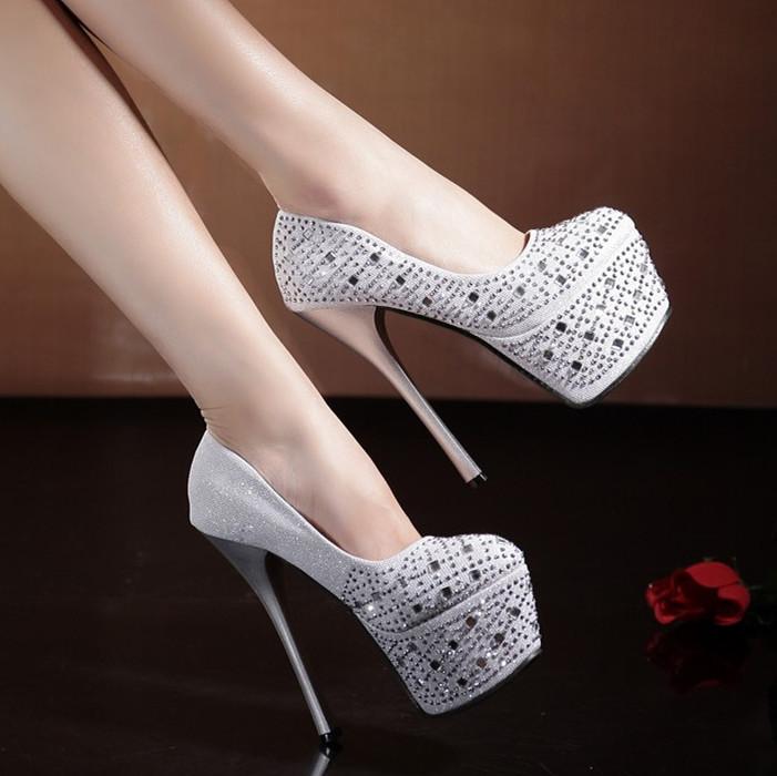 Shinning Sequins Platform Super High Heels Prom Shoes