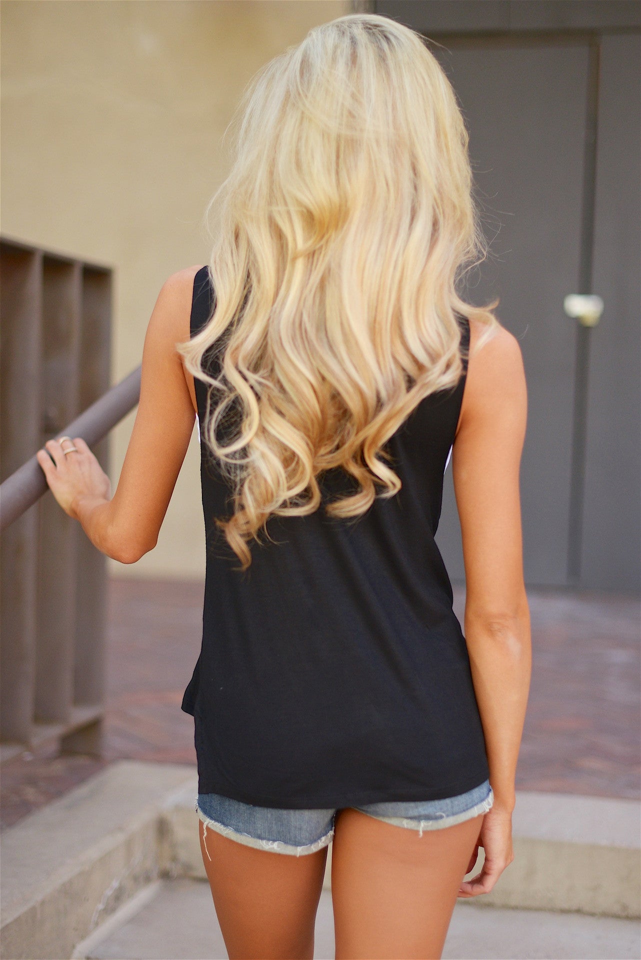Sleeveless Scoop Flower Print Casual Letter Vest