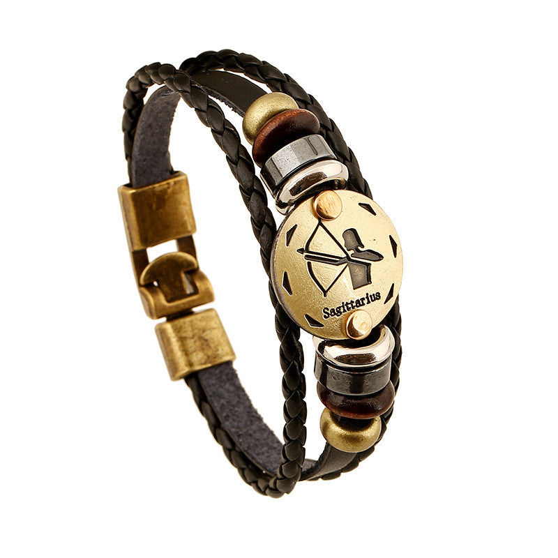 Sagittarius Constellation Leather Bracelet