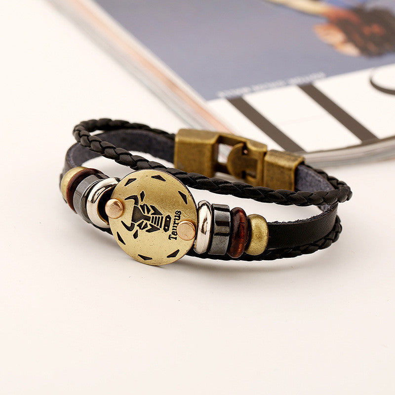 Taurus Constellation Leather Bracelet