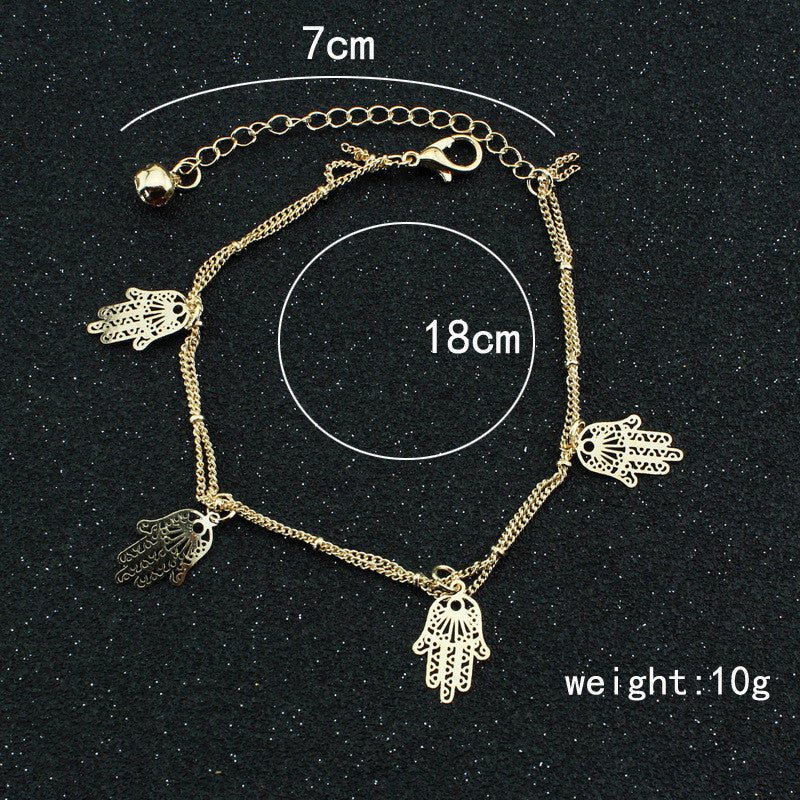 Hollow Out Hands Tassel Anklet