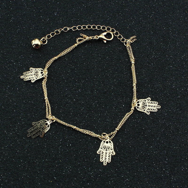 Hollow Out Hands Tassel Anklet