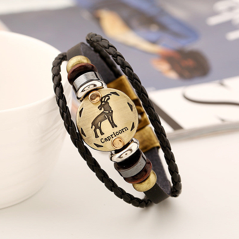 Capricorn Constellation Leather Bracelet