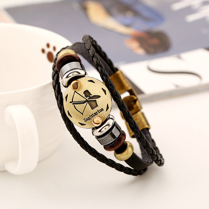 Sagittarius Constellation Leather Bracelet