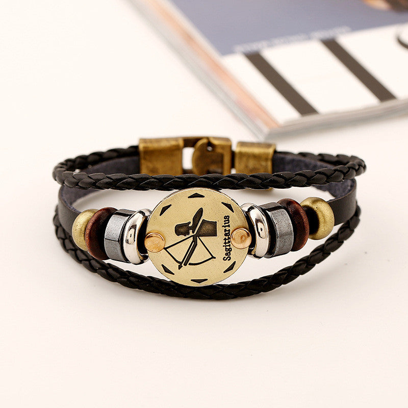Sagittarius Constellation Leather Bracelet