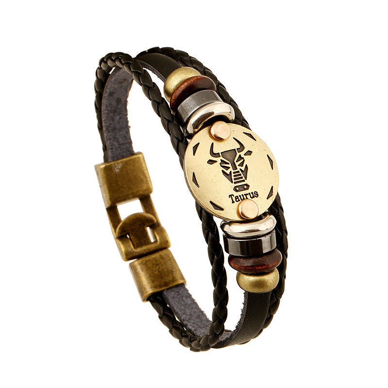 Taurus Constellation Leather Bracelet
