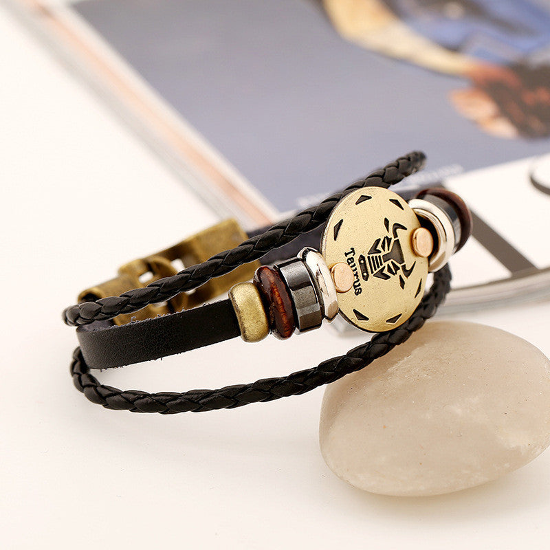 Taurus Constellation Leather Bracelet