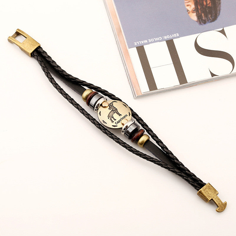 Capricorn Constellation Leather Bracelet