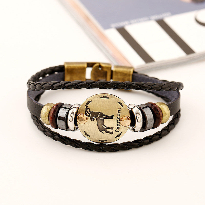 Capricorn Constellation Leather Bracelet