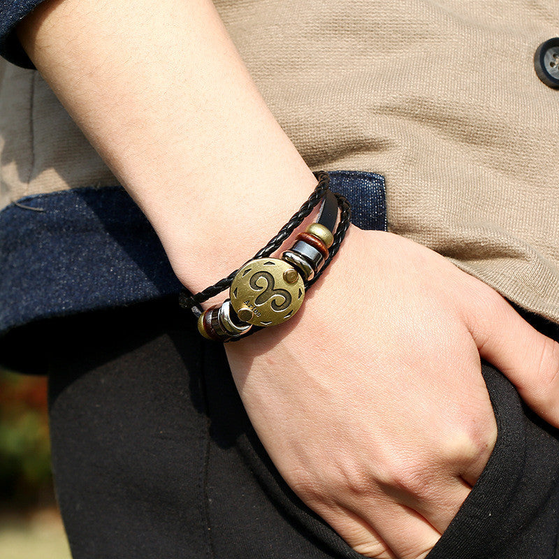 Aries Constellation Leather Bracelet