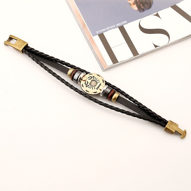 Cancer Constellation Leather Bracelet