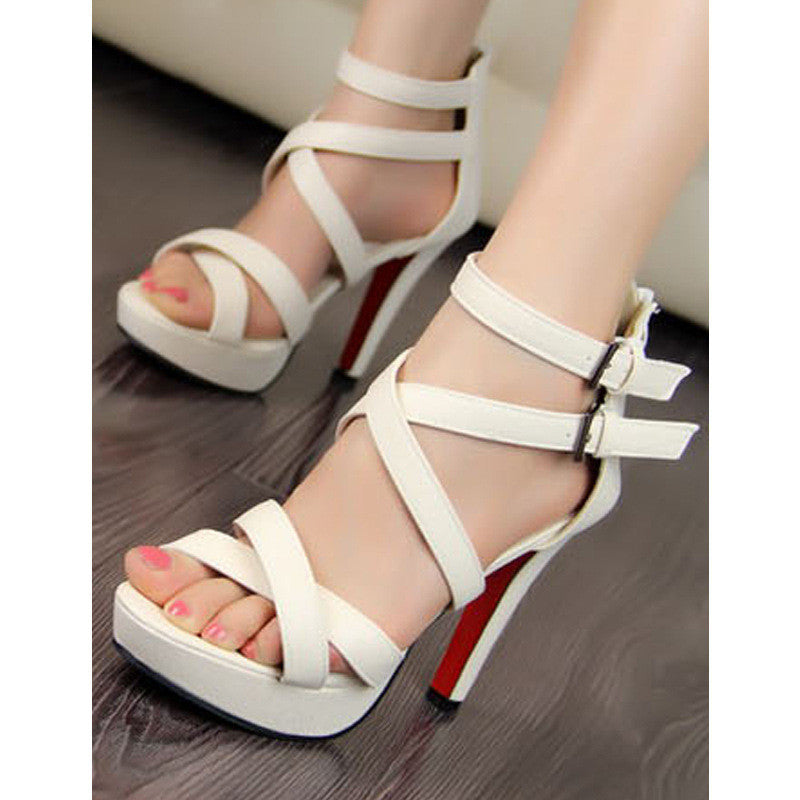 Sexy Peep Toe Hollow Out Super High-Heeled Sandals
