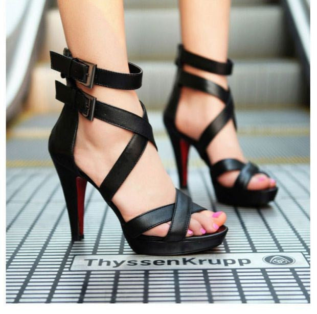 Sexy Peep Toe Hollow Out Super High-Heeled Sandals