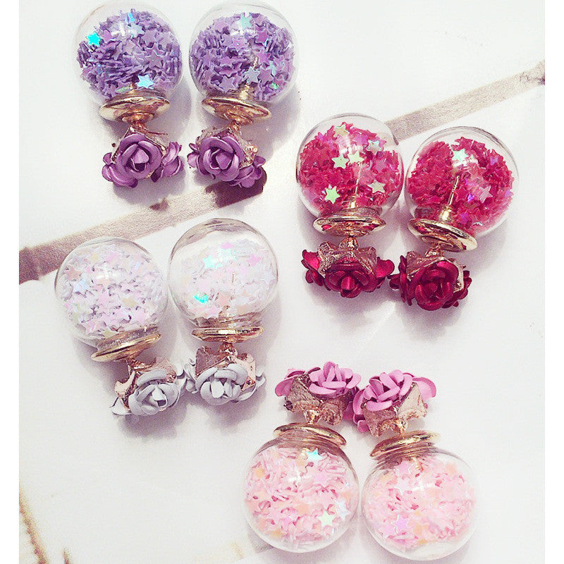 Flower Glass Ball Stars Quicksand Earring