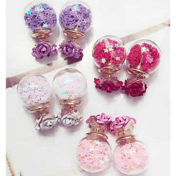 Flower Glass Ball Stars Quicksand Earring