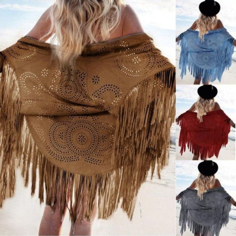 Fashion Bohemia Style Hollow Out Tassel Shawl Cardigan