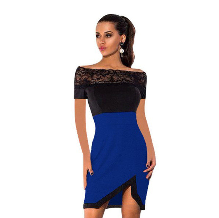 Strapless Lace Short Sleeves Splicing Short Dress - May Your Fashion - 3