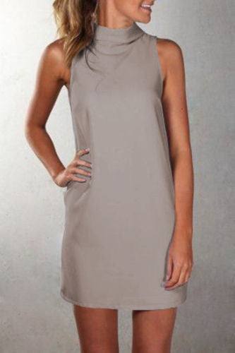 Pure Color Sexy O-neck Sleeveless Short Dress - May Your Fashion - 4