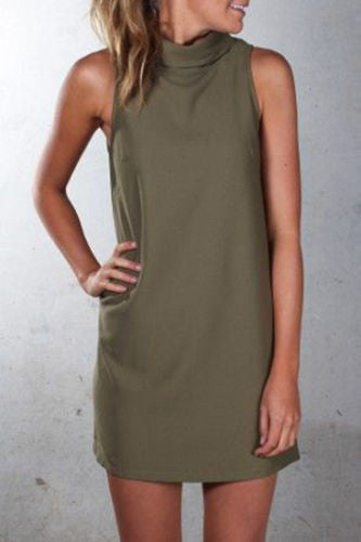 Pure Color Sexy O-neck Sleeveless Short Dress - May Your Fashion - 5