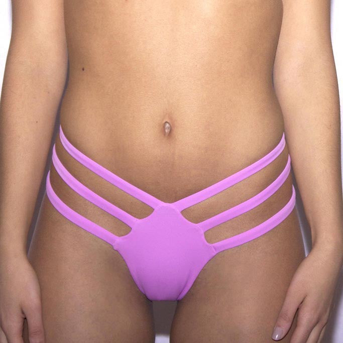 Pure Color Bandage Triangle Bikini Trunk