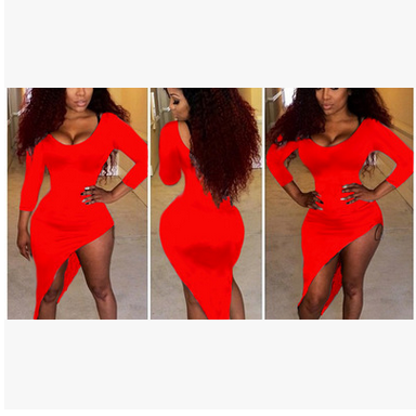 Candy Color Irregular O-neck Long Sleeve Short Dress - May Your Fashion - 8