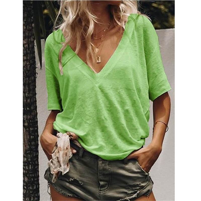 Big V-neck Loose T-shirt