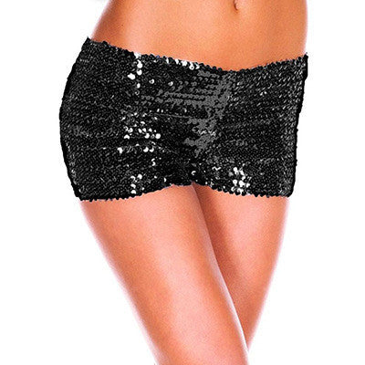 Sexy Pure Color Low Waist Sequins Shorts