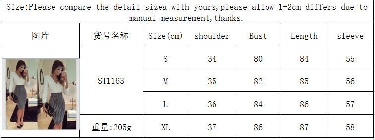 V-neck Long Sleeves Patchwork Bodycon Knee-length Dress